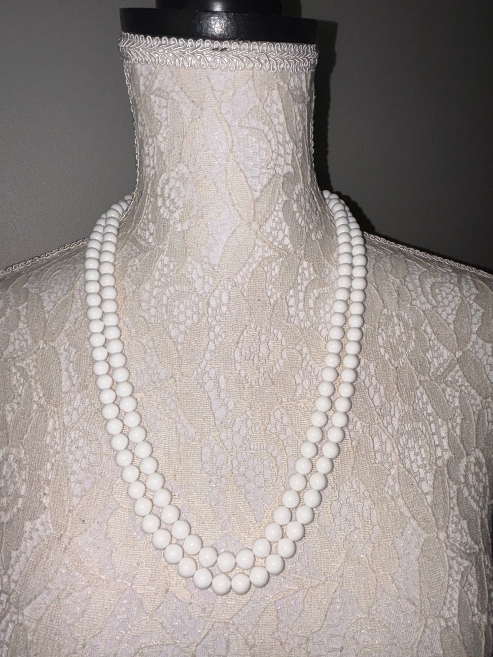 Vintage 1960s Multi Strand White Beaded Statement Necklace